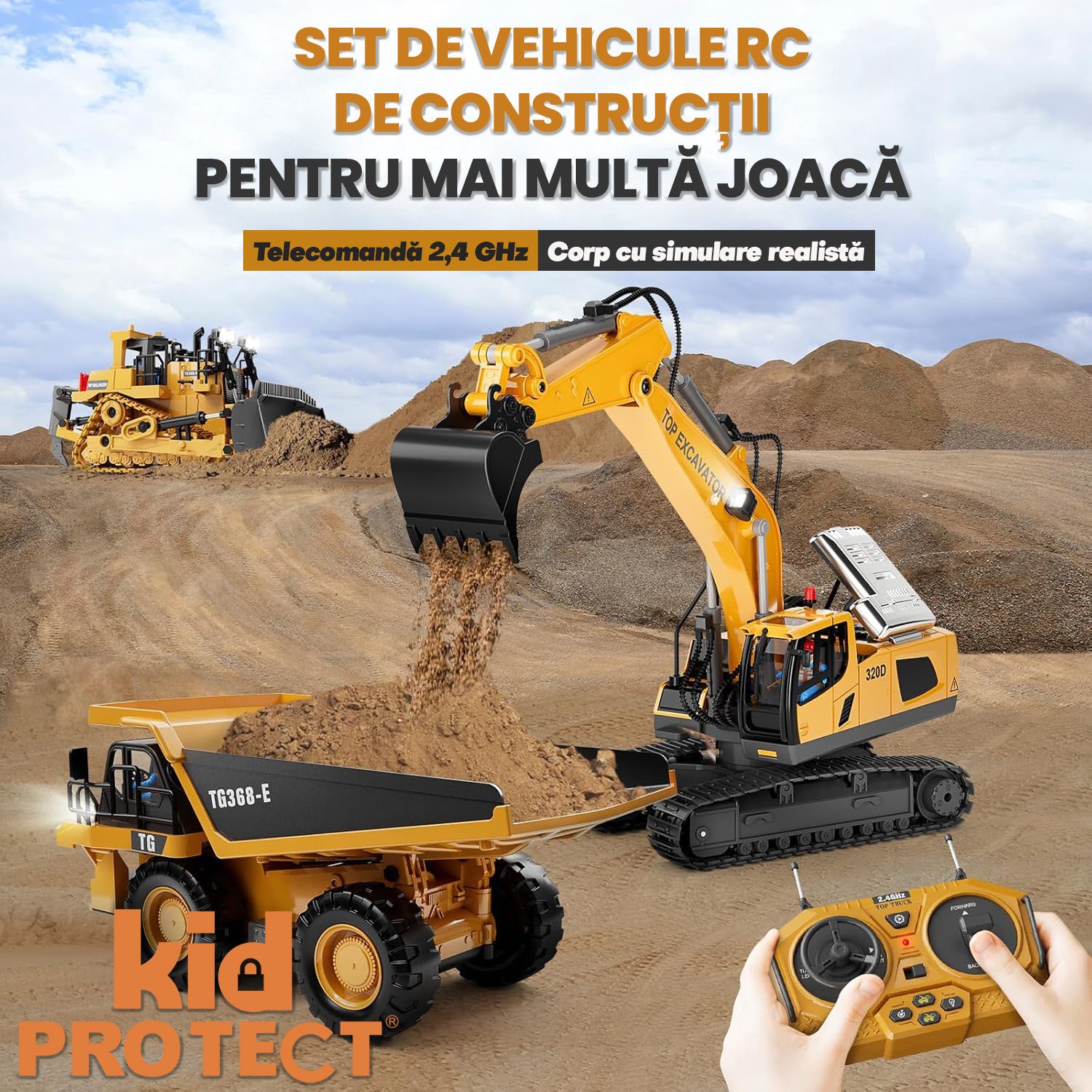 Excavator Cu Telecomanda Pentru Copii KidProtect IronClaw RC Excavator Cu Telecomanda Pentru Copii KidProtect IronClaw RC